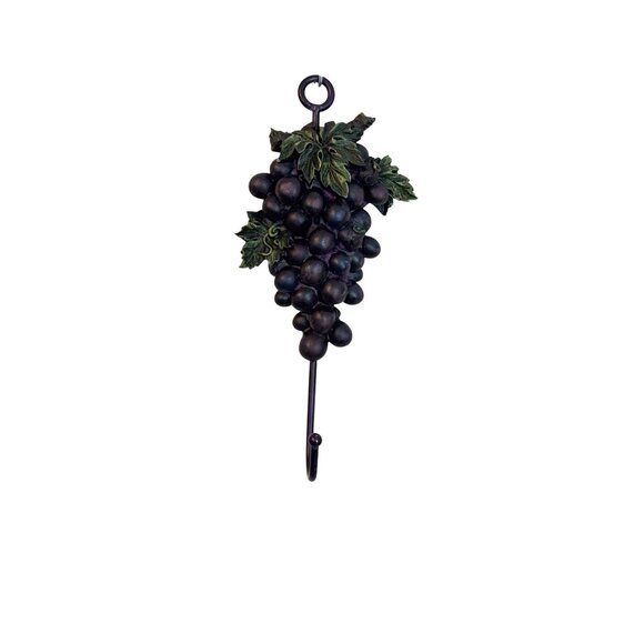 Decorative Grape Cluster Wall Hook With Green Leaf Design - Picture 6 of 7